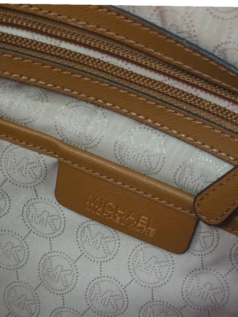 Michael Kors Tangerine Orange Nylon Tote with Brown Leather Trim - Picture 12 of 13